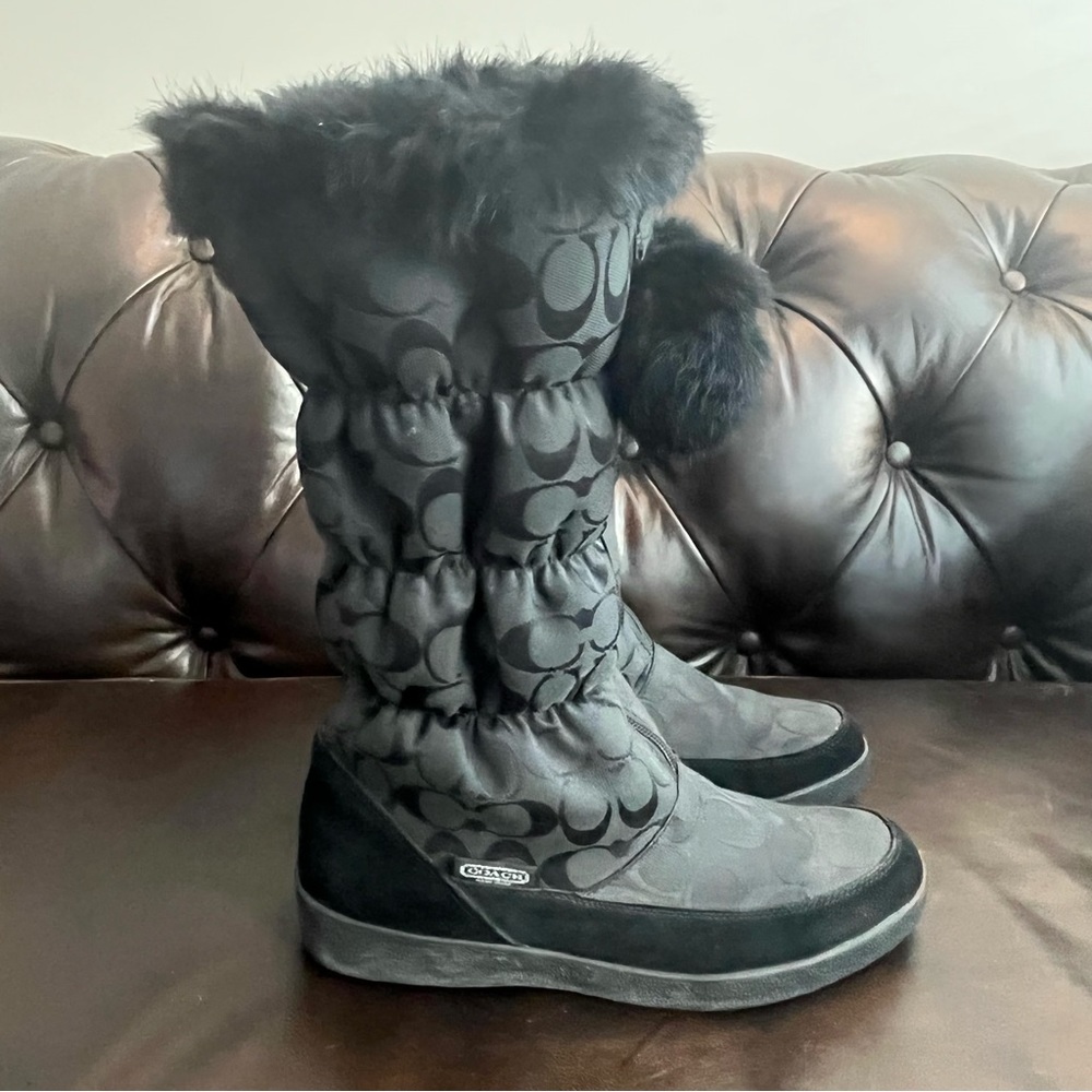 COACH THEONA SNOW BOOT BLACK SIGNATURE WINTER BOOT size 11B